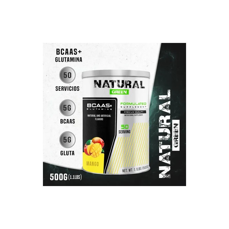 Bcaas Glutamina Aminoácido Green 500g Sabores