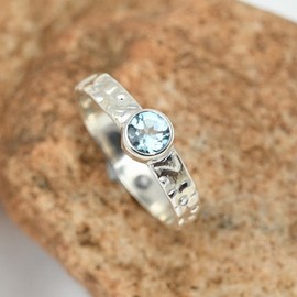 JEWELSTREZORO Blautopas Edelstein-Bandring für Herren und Damen, alle Größen, 925er-Sterlingsilber, handgefertigter Geschenkartikel, Schmuck TSR121D_70 (22.3)