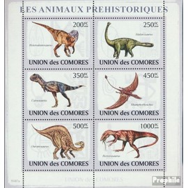 Prophila Collection Komoren 2170-2175 Miniature Sheet (Complete Edition) 2009 Dinosaur (Stamps for Collectors) Amphibians / Reptiles / Saurs