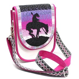 Lavivia Handmade Beaded Bag | Native American Style Crossbody Handbag| Czech Glass Beads Shoulder Bag | Adjustable Strap Unisex Handbag| Pink End of Trail.