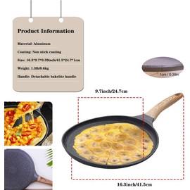 Oriental riverkit Pan with Wooden Handle, Non-Stick Coated, Small Universal Pan for All Hobs, Anti-Scratch Pan, Aluminium Smokeless Pan