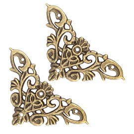 Hilitand 12PCS Antique Corner Protectors, Hollow Shape Corner Decor for Jewelry Scrapbook Album Protector Wood Box (Large)