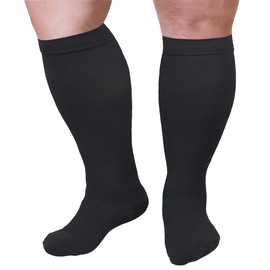 5XL Wide Plus Size Calf Compression for Men and Women 20-32 mmHg Nursing Athletic Travel Flight Socks Shin Splints Knee High - Black XXXXX-Large