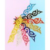 10 Pieces Swirl Embroidered Applique with Gold Trimming Scroll Iron