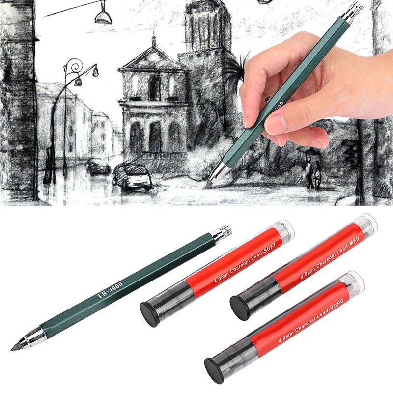 Erasable Pencil Core Painting Automatic Pencil 4.0mm Charcoal Pencil Core