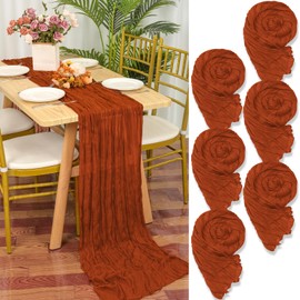 YMHPRIDE 6 Packs Cheesecloth Table Runner Terracotta, 55x300cm Rustic Gauze Fabric Boho Table Runner, Cheesecloth Wedding Table Decor for Wedding Party Bridal Shower Table Decorations