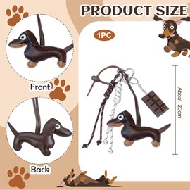 Kinretixia Dachshund Keyring in Bag Pendant Leather, Cute Y2K Bag Pendant, Keyring for Birthday, Aesthetic Accessory for Backpack and Car, Brown, brown, L
