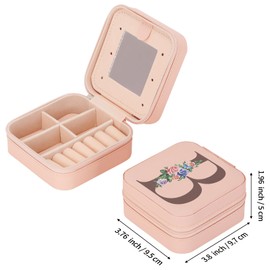 LETURE Travel Jewelry Case Small Jewelry Box Jewelry Organizer with Mirror, Unique Gifts for Women Teen Girl Mom Grandma gifts, Ring Necklace Earring Jewelry Holder Organizer Box (B)