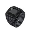 Richsteel Mens Black Ring Stainless Steel Onyx Square Signet Rings