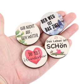 Fodlon 24 Wooden Lucky Talers, Original Courage Sayings & Motivation - Gift for Children, Colleagues, Educator, School, Exam - Table Decoration, Small Gift