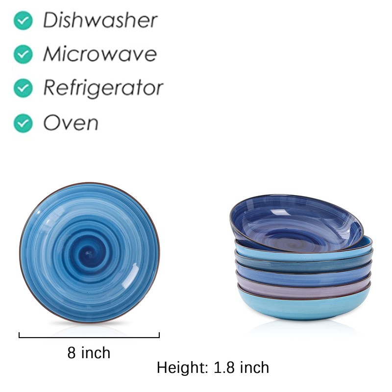 Selamica Porcelain 26 Ounce Salad Pasta Bowls, 8 inch Wide
