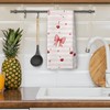 XPH Coquette Bow Cherry Valentines Kitchen Dish Towels, Pink Preppy
