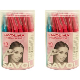 Savolina Eyebrow Razor, 60-Pack, Professional Beauty Tool, Pink