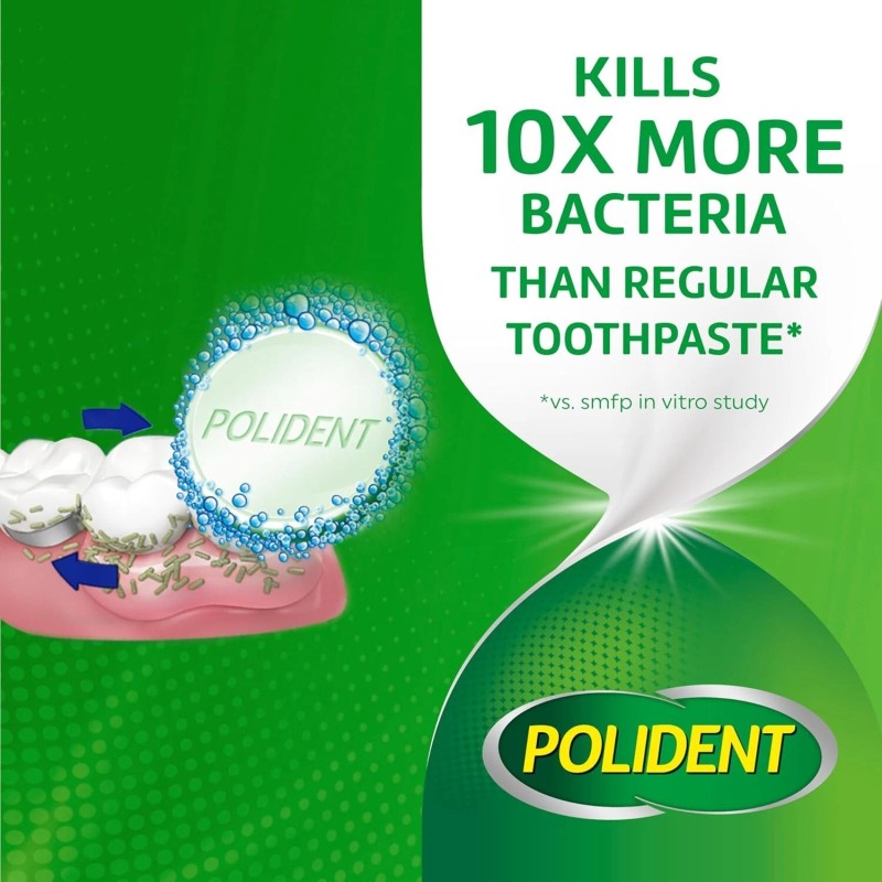 Polident Overnight Whitening Antibacterial Dental Appliance Cleanser Tablets NEW