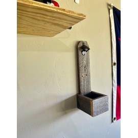 Rustic Barnwood Wall Mount Bottle Opener for Beer Seltzers Sparkling Water Soda with built in Cap Catch Box for Home Garage Lake House Beach House Shop or Bar