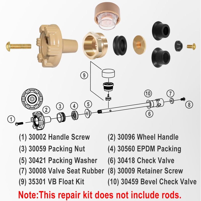 Bedalio RK-17MH Outside Faucet Repair Kit Metal Handle Compatible with