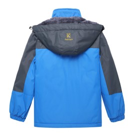 Keevoom Boys' Blue Winter Coats Waterproof Windproof Warm Fur Lined Ski Jackets 4t Heavyweight Thick With Removable Hood 4-5