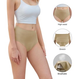 DEANGELMON Womens Seamless Bikinis Underwear High Waist Comfort Briefs Invisible No Show Panties Full Coverage Cheeky(5P6,M)