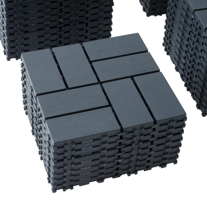 WONSHREE Plastic Interlocking Deck Tiles 12"x12" Waterproof Outdoor Patio Flooring