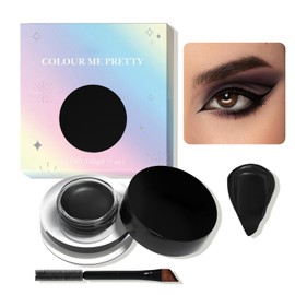 Black Matte Eyeshadow – Creamy, Highly Pigmented, Waterproof & Long-Lasting, Smooth & Blendable Formula with Brush for Daily or Cosplay Eye Makeup