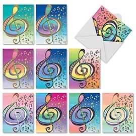 The Best Card Company - Thank You and Gratitude Cards (Box of 10), All Occasions Note Cards, Stationery Set 4 x 5.12 inch- Design Tunes M2315