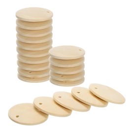 uxcell Round Wooden Discs, 20Pcs 25mm - Log Unfinished Wood Circles with Holes, Wood Ornaments for Crafts, DIY Jewelry Accessories, Birthday Board Tags