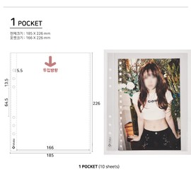 hihaba - Fundas de bolsillo transparentes de tamaño A5 con 2 bolsillos verticales (3 x 9 pulgadas), 10 hojas, 9 tipos, páginas de repuesto para álbum de fotos para carpeta de 6 anillos