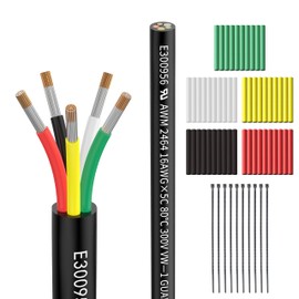 Matugajp 16awg 5 Wire Cable 16/5 Electrical Wire 5 Core Extension Cable 100 feet UL2464 DC 5V/12V/24V/300V 16 Gauge Oxygen Free Stranded Tinned Copper Wire