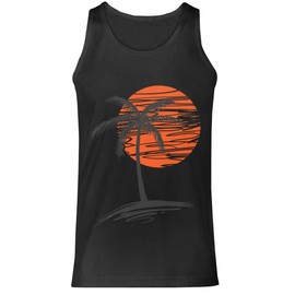 Kamaple Palm Tree Men's Fitness Tanks Tops T Shirt (Black, Large)