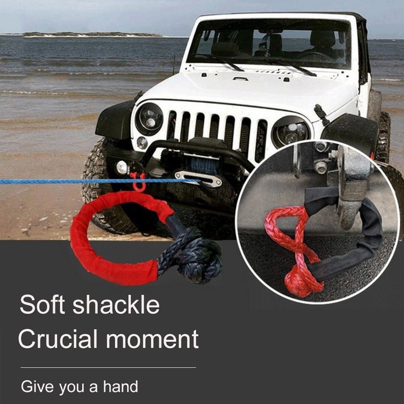 1/2in Car Recovery Straps Winch Rope 35000lbs Flexible Synthetic Shackle