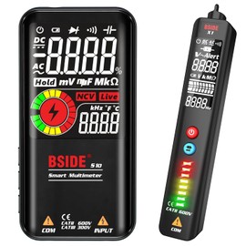 BSIDE Digital Multimeter & Voltage Tester Kit with Large Colour Display, Automatic Pocket Multimeter and Electrician Tester Combo Kit, Car Multifunctional Tester Set for Electrical Engineering, Wiring