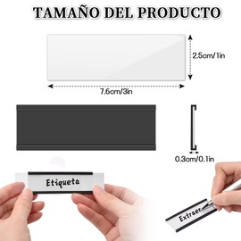 Kokila Soportes Magnéticos para Etiquetas, Etiqueta Magnética con Protectores de Plástico, Portaetiquetas Magnéticas con Canal C, Etiquetas para Organización de Estantes, 1 x 3 Pulgadas, 50 Piezas