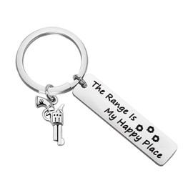 CENWA Gun Lover Gift Shooting Gift Shooting Range Gift The Range Is My Happy Place Keychain Target Shooting (The-Range K)