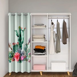 Cactus Door Curtain for Doorway Privacy 34"x80" Boho Succulent Closet Door Cover Curtain for Bedroom Botanical Print Room Curtain Natural Theme Indoor Green Plants Mat Green White Window Treatments