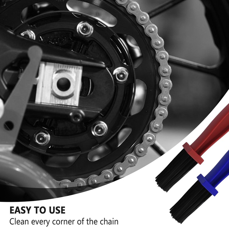 2PCS Motorcycle Chain Brush,Double-Ended Motorcycle Chain Cleaner with Three-Sided and