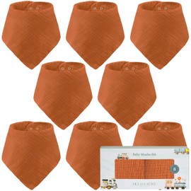 LILY O LAUREL Muslin baby bandana bibs for drooling and teething, 100% cotton, Baby bib for boys and girls, Muslin Bibs, Drool Bibs – Pack of 8