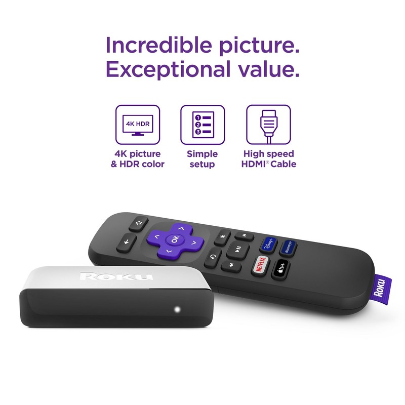 Roku Premiere Streaming Media Player HD/4K/HDR Simple Remote and Premium
