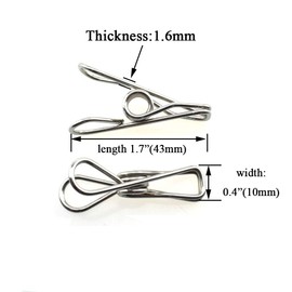 HAHIYO Clothespins Chip Clips All Metal Stainless Steel No Rust Stains Strong Grip in Heavy Wind 1.7 Inches 30 Pack Small Do Not Fall Apart Open Wide for Holding Clothes Snack Bag Clamps