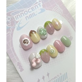 Good luck with your short nails ☘ Handmade nail tips - Short Round Square / 짧은손톱 행운 만땅☘ 수제네일팁 - 숏라운드스퀘어
