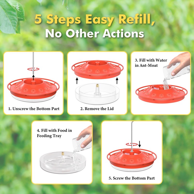 iBorn Hummingbird Feeders for Outdoors Hanging,Bee Proof Hummingbird Feeder with