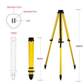 Telescopic Leg Tripod Instrument, Heavy Duty Aluminum Surveying Tripod for Surveying Construction with 5/8 Inch 11 Thread Flat Head for Total Station, Theodolite, Automatic Level-Tk1015