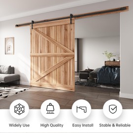 EaseLife 12 FT Heavy Duty Sliding Barn Door Hardware Track Kit,Straight Pulley,Slide Smoothly Quietly,Easy Install (12FT Track Kit for 72" Wide Single Door)