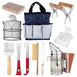 BuzzingCosmos Bee Keeping Starter Kit | 11-Piece Beekeeping Supplies Set | Hive Tool & Stainless Steel Bee Smoker | Includes Water Resistant Tool Bag – Beekeeping Essentials for Beginners & Experts