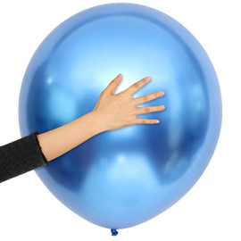 10 Pieces 18 Inch Metallic Balloons Shiny Latex Balloons for Birthday Wedding Party Decoration (Blue)