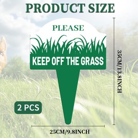 WEBEEDY 2 Pack Please Keep Off Grass Sign Aluminium Yard Signs with Stakes, Double Sided Stay Off Grass Signs for Yard Garden Pack, Rustproof Green Lawn Sign for Outdoor Use, 25x35cm