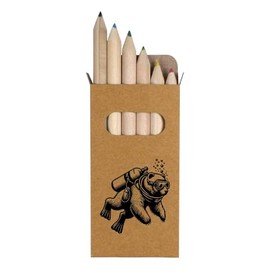Azeeda 6 x 'Scuba Diving Bear' Short 85mm Pencils/Coloured Pencil Set (PE00067652)