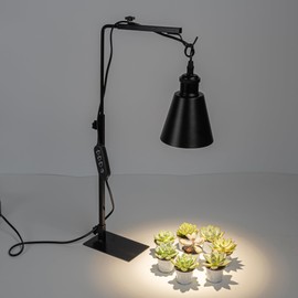 Yequandec Black Free Standing Plant Grow Stand Adjustable Height 15 Feet Plug in Timer Switch Cord Vintage Design 10W 4500K Natural White Light Full Spectrum Bulb Included