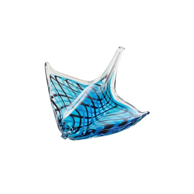 Beachcombers Blue Glass Stingray Figurine, 6.89-inches Length, Home Decor Accessories,