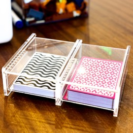 ooelyy Double Deck Acrylic Playing Card Case/Holder, Clear Storage Playing Card Box - Fits Most Standard Size Playing Cards and Bridge Size Cards