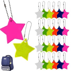 26 Pieces Safety Reflector Pendant, Children's Reflector Pendant, Star Safety Reflector for School Bag, Backpack, Cycling, Walking, Running, Reflectors, Children, Lucky Charm, Children's Reflector